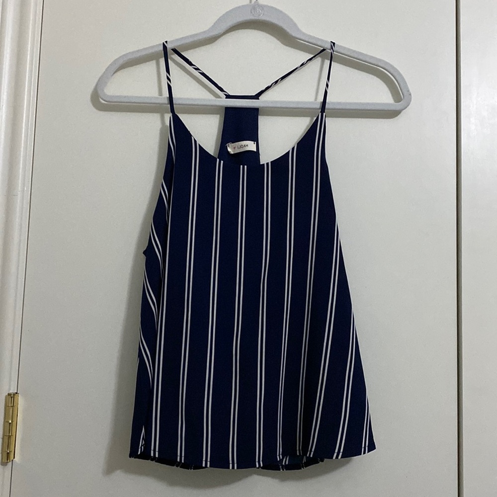 Navy and White Striped Tank Top